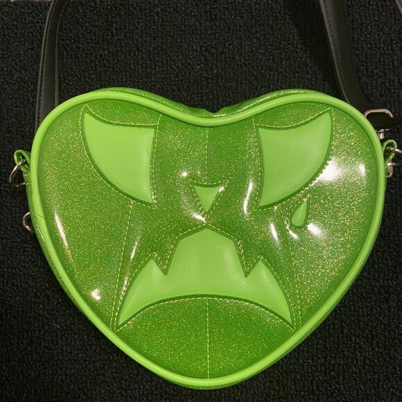 Love Pain and Stitches Triste Heart Lime Green Bag Crossbody - Picture 2 of 6